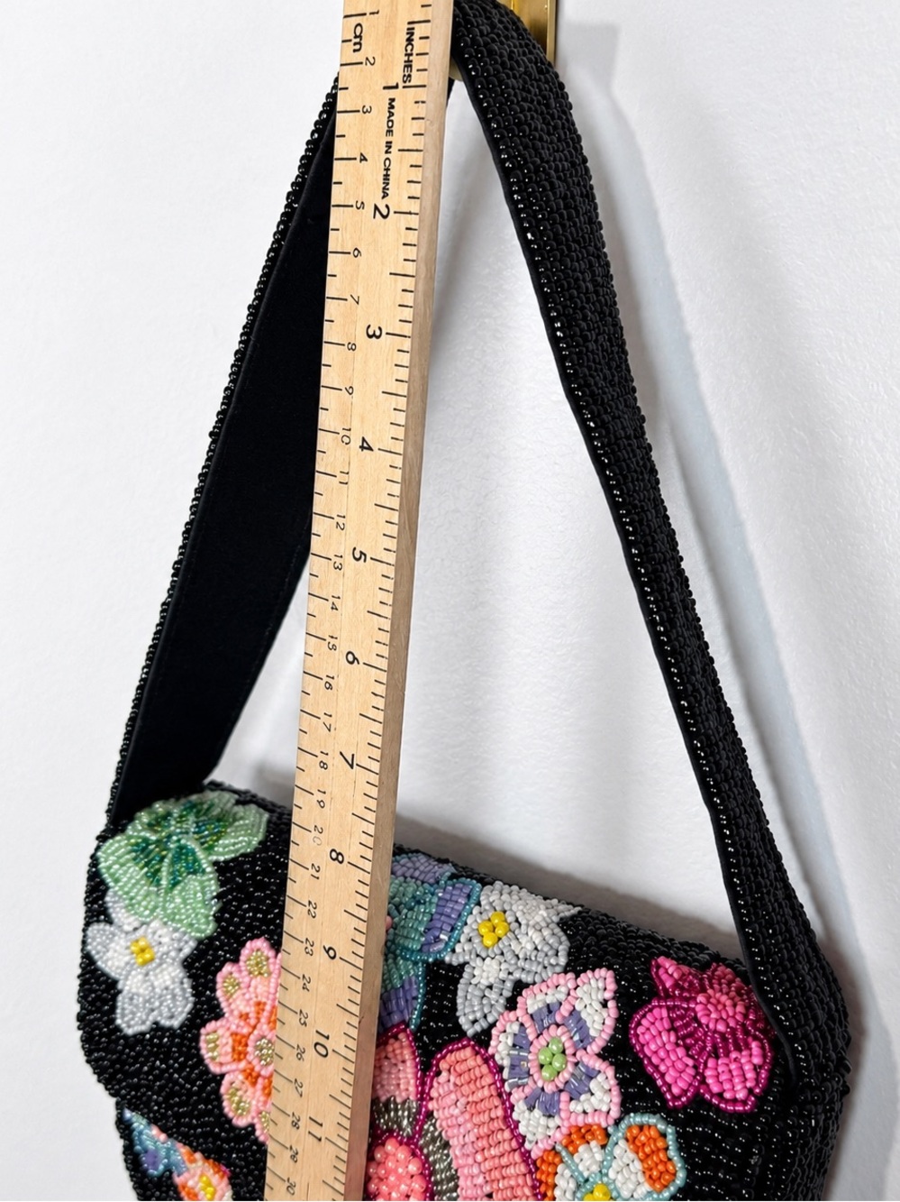 Colorful Floral Beaded Shoulder Bag Boho Statement Purse Y2K Cottagecore NWOT - Picture 12 of 16